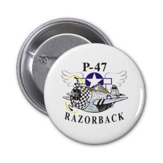 p 47 razorback pinback button