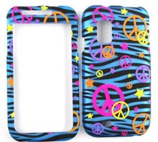 Samsung Fascinate/Mesmerize i500 Transparent Design, Colorful Peace Signs on Blue Zebra Hard Case/Cover/Faceplate/Snap On/Housing/Protector Cell Phones & Accessories
