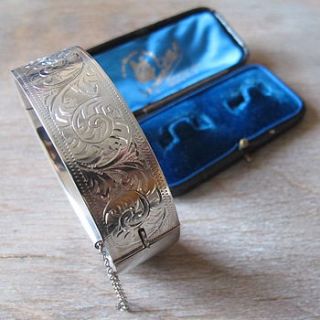 vintage silver engraved bangle by ava mae designs