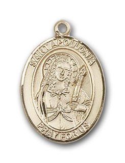 14kt Solid Gold Pendant Saint St. Apollonia Medal 3/4 x 1/2 Inches Dental Diseases 8005  Comes with a Black velvet Box Jewelry