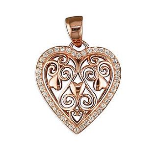 rose gold filigree heart necklace by baronessa