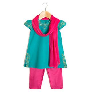 jasmine three piece indian girl's outfit by frolic and cheer