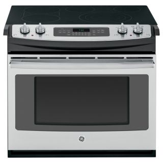 GE 30 in Smooth Surface 5 Element 4.4 cu ft Self Cleaning with Steam Drop In Convection Electric Range (Stainless Steel)