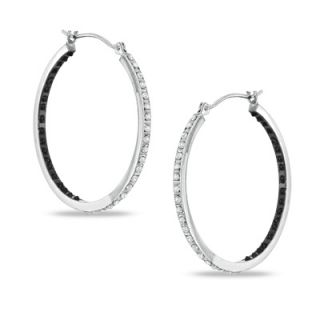 Enhanced Black and White Diamond Fascination™ Inside Out Hoop