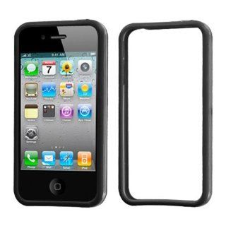 Black/Transparent Clear MyBumper Phone Protector Faceplate Cover For APPLE iPhone 4, 4S, 4G Cell Phones & Accessories