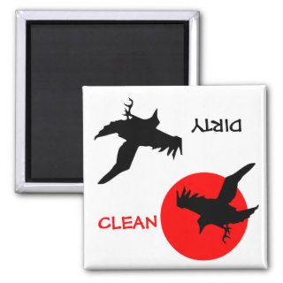 "CLEAN / DIRTY" Black Crow Dishwasher Magnet