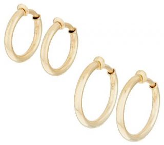 VicenzaGold Polished Non Pierced Round Tube Hoop Earrings, 14K 
