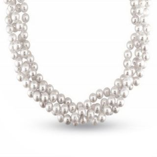 Twisted Four Strand Cultured Freshwater Pearl Necklace with 14K Gold
