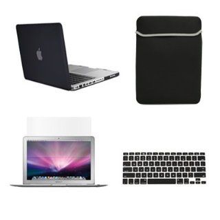TopCase New Macbook Pro 13" 13 inch with Retina Display A1425 and A1502 (NEWEST VERSION 2013) 4 in 1 Bundle   Black Rubberized Hard Case Cover + Matching Color Soft Sleeve Bag + Silicone Keyboard Cover + LCD HD Clear Screen Protector with TopCase Mous