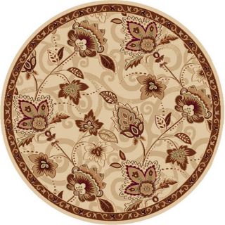 Home Dynamix Lisbon 7 ft 10 in x 7 ft 10 in Round Cream Floral Area Rug