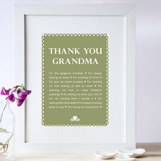 personalised 'thanks grandma' print by elephant grey