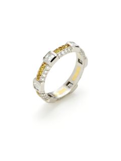 1.27 Total Ct. Platinum & Fancy Yellow Diamond Eternity Band Ring by Michael Beaudry