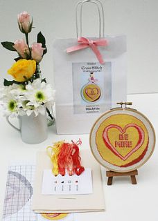 'be mine' heart candy cross stitch kit by stitchkits