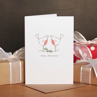 robin christmas card 'holly' by slice of pie designs