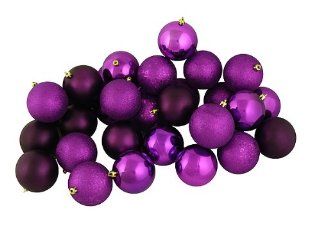 32 Sugar Plum Purple Shatterproof 4 Finish Christmas Ball Ornaments 3.25" (80mm)  