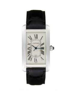 Cartier Tank Americaine Black Leather Watch, 27mm by Cartier