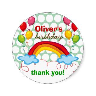 Rainbows & Balloons Kids Thank You Custom Sticker