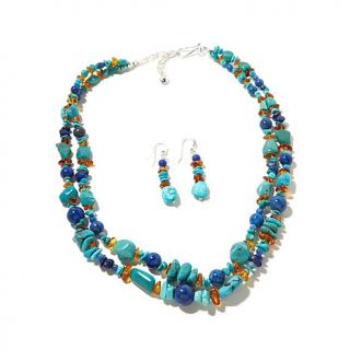 Jay King Turquoise, Amber and Lapis Necklace and Earring Set