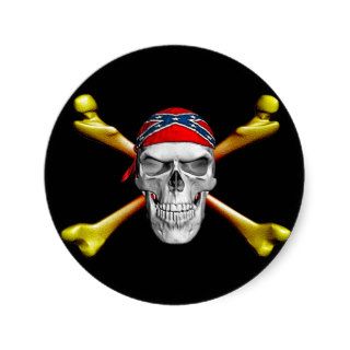 Rebel Skull and Crossbones Stickers