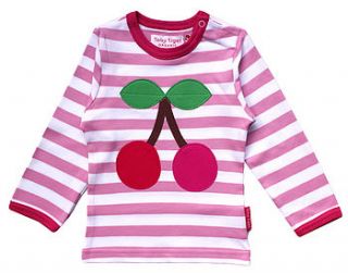 organic applique cherry t shirt by toby tiger
