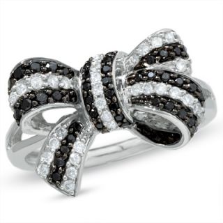 CT. T.W. Enhanced Black and White Diamond Bow Ring in 10K White