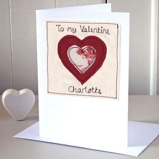 embroidered personalised valentine's card by milly and pip