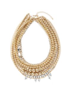Gold & Crystal Cluster Bib Necklace by Adia Kibur