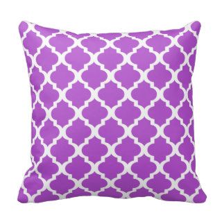 Modern Bright Purple & White Quatrefoil Pillow