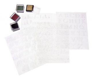Anna Griffin 157 Piece Alphabet Clear Stamp Set w/ 4 Ink Pads —