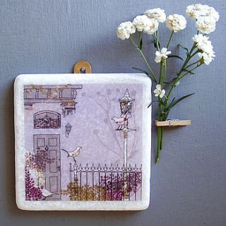 blackbirds decorative marble tile by littlebirdydesigns