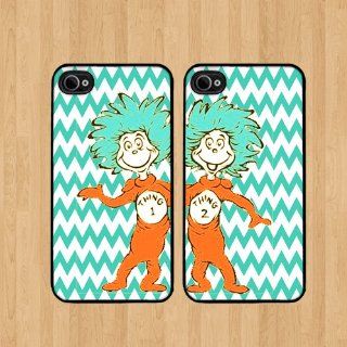 Thing 1 Nebula Best Friends iphone 4 /4S Case Soft Rubber   Set of Two Cases (Black or White ) SHIP FROM CA Cell Phones & Accessories