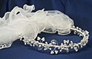 Girls Communion Veils   Lovely Pearl Tiara Head Veil for First Communion Wedding Ceremony Accessories Clothing