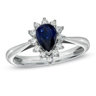 Lab Created Blue and White Sapphire Ring in Sterling Silver   Zales
