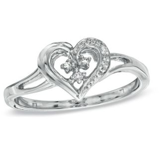 Diamond Accent Heart Shaped Promise Ring in Sterling Silver   Zales