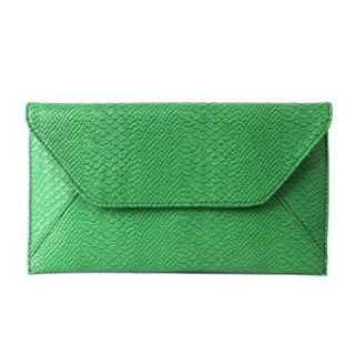 Hugssy 2013 Women Faux Snake Alligator Envelope Clutch Bag Evening Bag(Green) Clutch Handbags Shoes