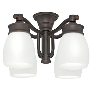 Casablanca 4 Light Brushed Cocoa Ceiling Fan Light Kit with Cased White Glass Glass or Shade