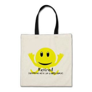 "Retired" YELLOW SMILEY HAPPY DANCE Canvas Bags