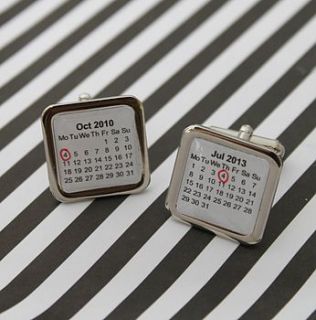 personalised calendar cufflinks by posh totty designs boutique
