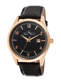 Weisshorn Rose Gold & Black Leather Watch by Lucien Piccard