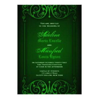 Gothic Victorian Ghoulish Green Wedding Card