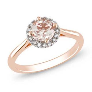 0mm Pink Morganite and Diamond Accent Frame Ring in 10K Rose Gold