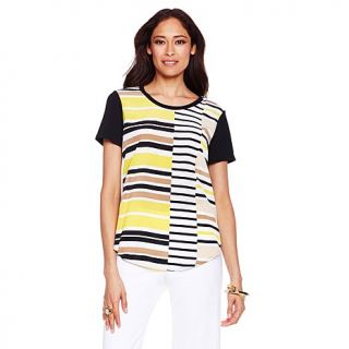 Vince Camuto Mixed Media Striped Legacy Tee