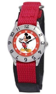 Disney Kids' D001S505 Mickey Mouse Time Teacher Red Velcro Watch Watches