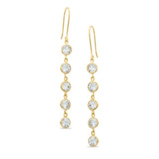Lab Created White Sapphire Drop Earrings in Sterling Silver with 14K