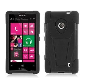 [SlickGears] Heavy Duty Impact Armor Kickstand Case for Nokia Lumia 521 (T Mobile, MetroPCS) + Premium Screen Protector (Black) Cell Phones & Accessories