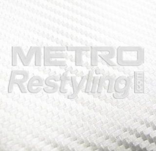 White Metro 3D Flexible Carbon Fiber Vinyl Wrap Film 48"x12" Automotive