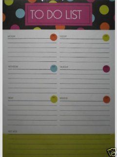 Polka Dot To Do List Magnetic Weekly Planner  Personal Organizers 