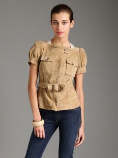 SUEDE BELTED SHORT SLEEVE JACKET by RED Valentino