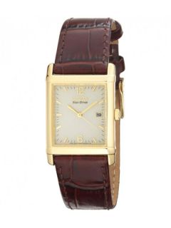 Mens Eco Drive Gold Tone Leather Watch by CITIZEN
