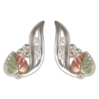 Black Hills Gold 1/8 CT. T.W. Diamond Three Stone Stud Earrings in